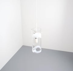 Mehrere große weiße Hängelampe aus klarem Glas, J.T. Kalmar, 1960er Jahre, restauriert