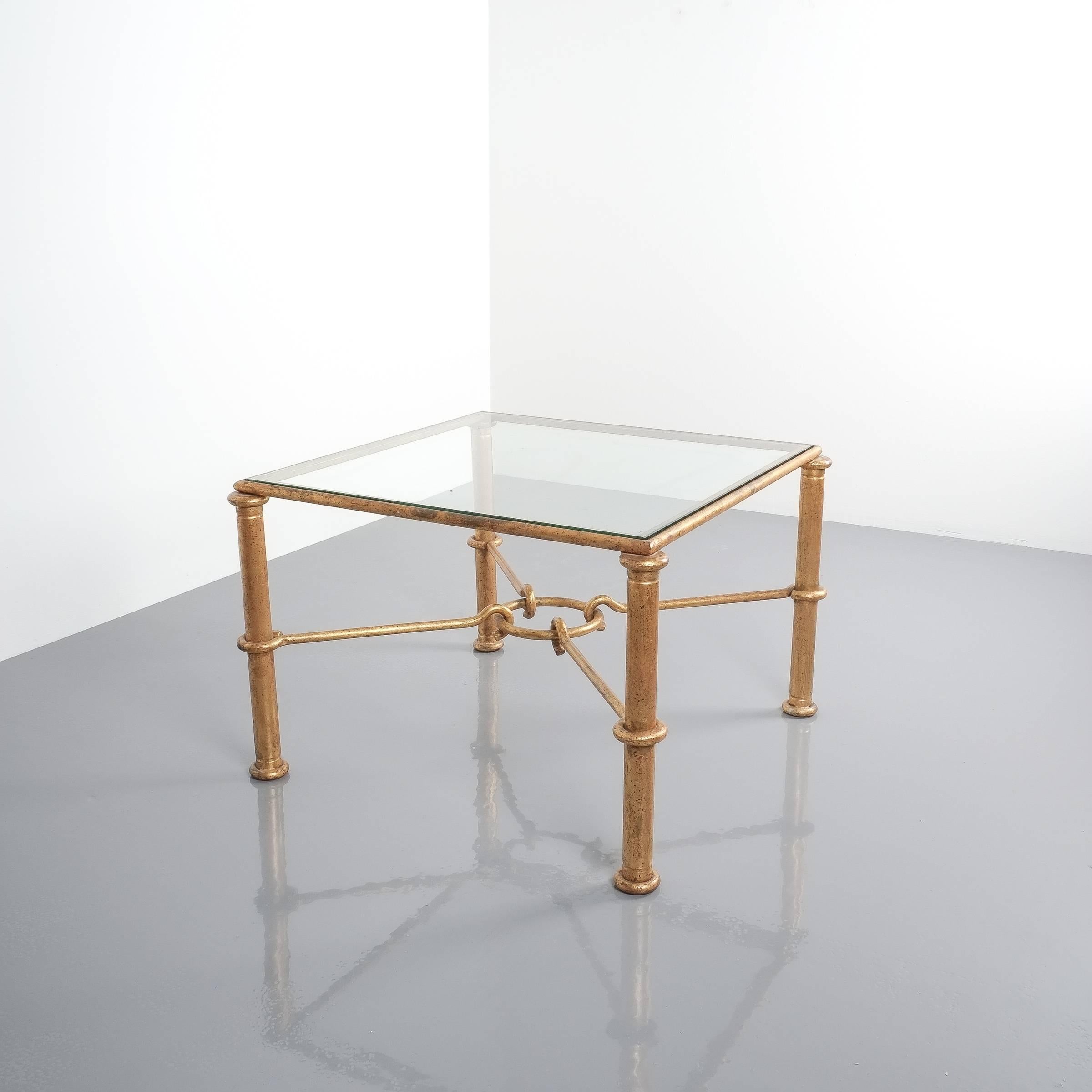 Rene Drouet Attributed Pair of Gilt Iron Side Tables, France, 1950 In Good Condition In Vienna, AT