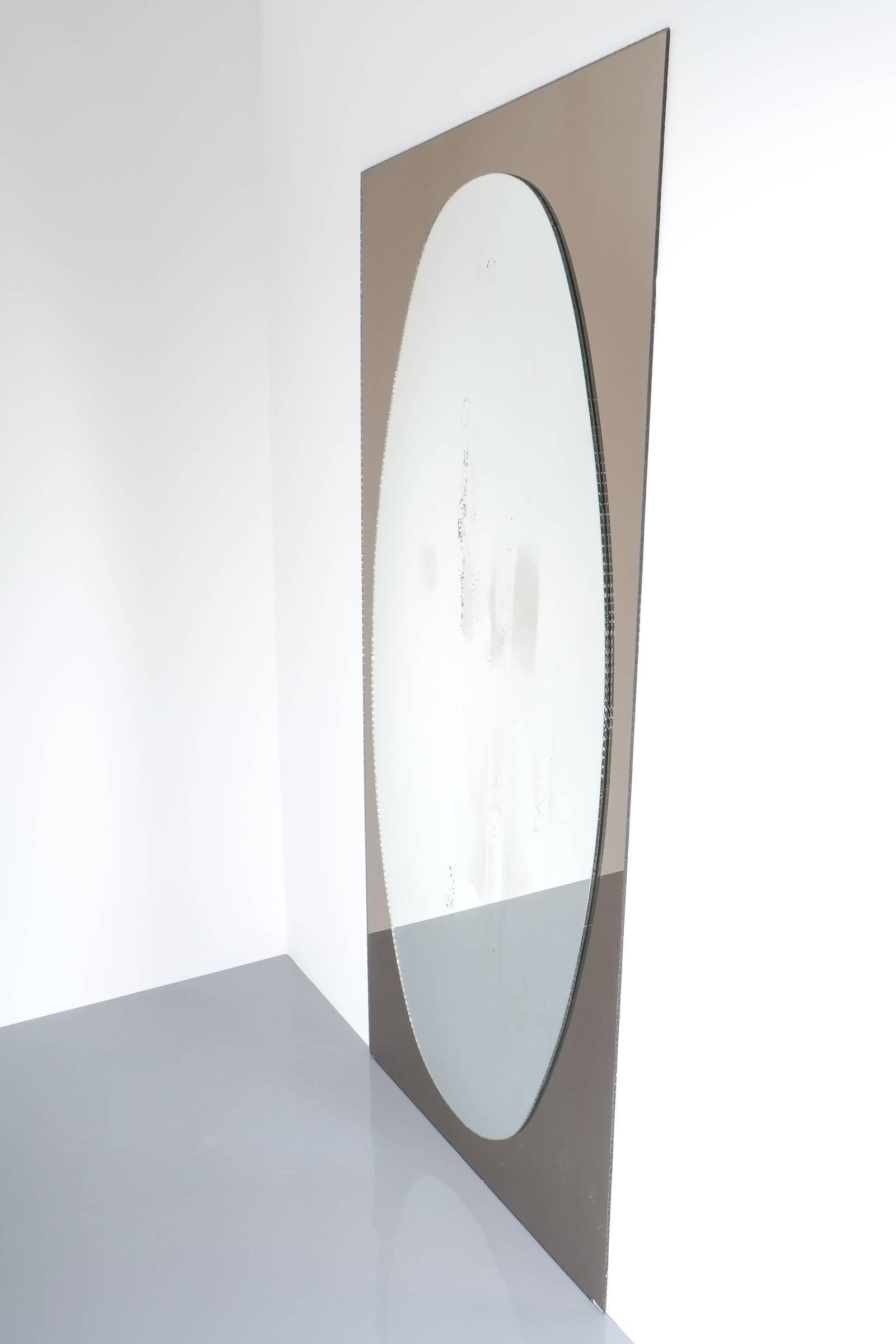 In voller Länge handgefertigter Vintage Duo-Spiegel aus farbigem Glas von Cristal Arte, Torino (Moderne der Mitte des Jahrhunderts) im Angebot
