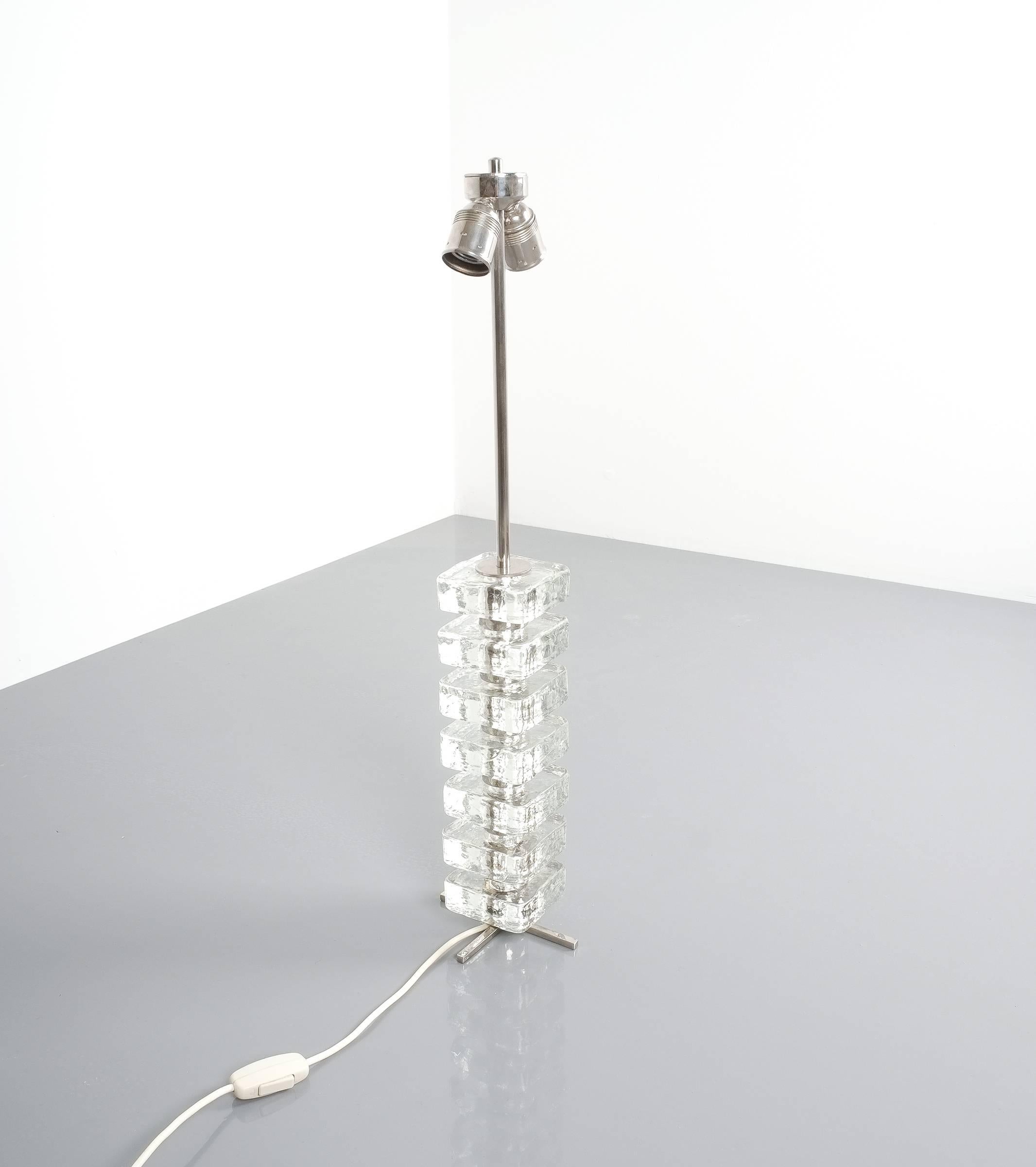 Mid-Century Modern Bakalowits & Sohne Square Block Glass Table Light Large, Austria, 1960 For Sale