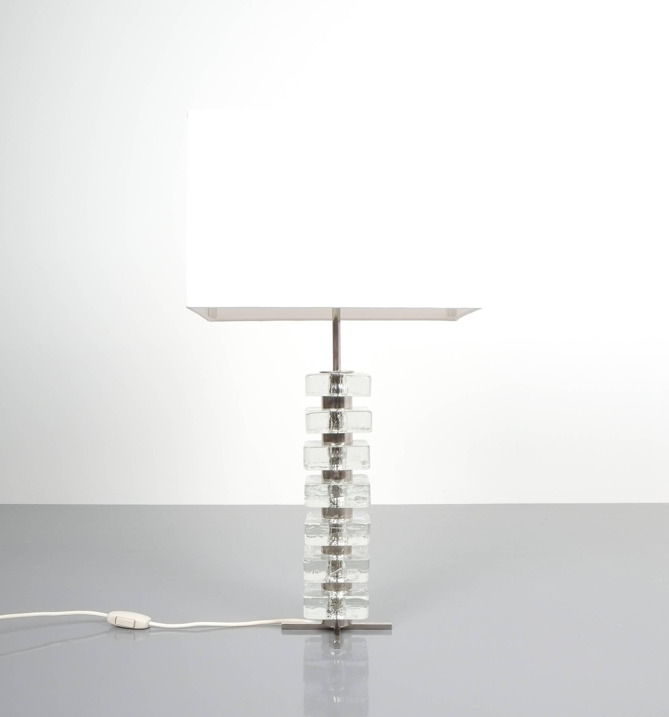 Nickel Bakalowits & Sohne Square Block Glass Table Light Large, Austria, 1960 For Sale