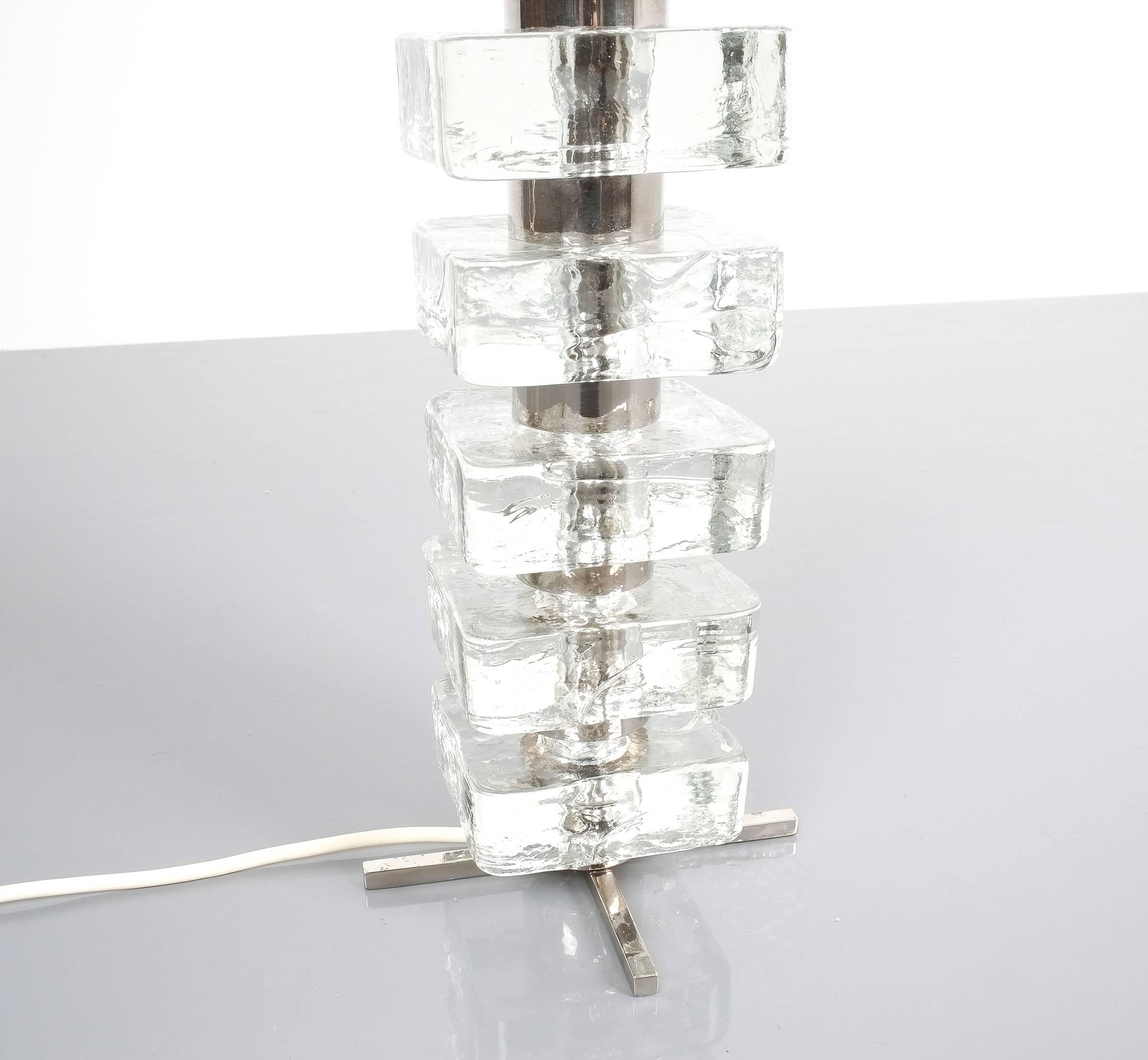 Mid-20th Century Bakalowits & Sohne Square Block Glass Table Light Large, Austria, 1960 For Sale