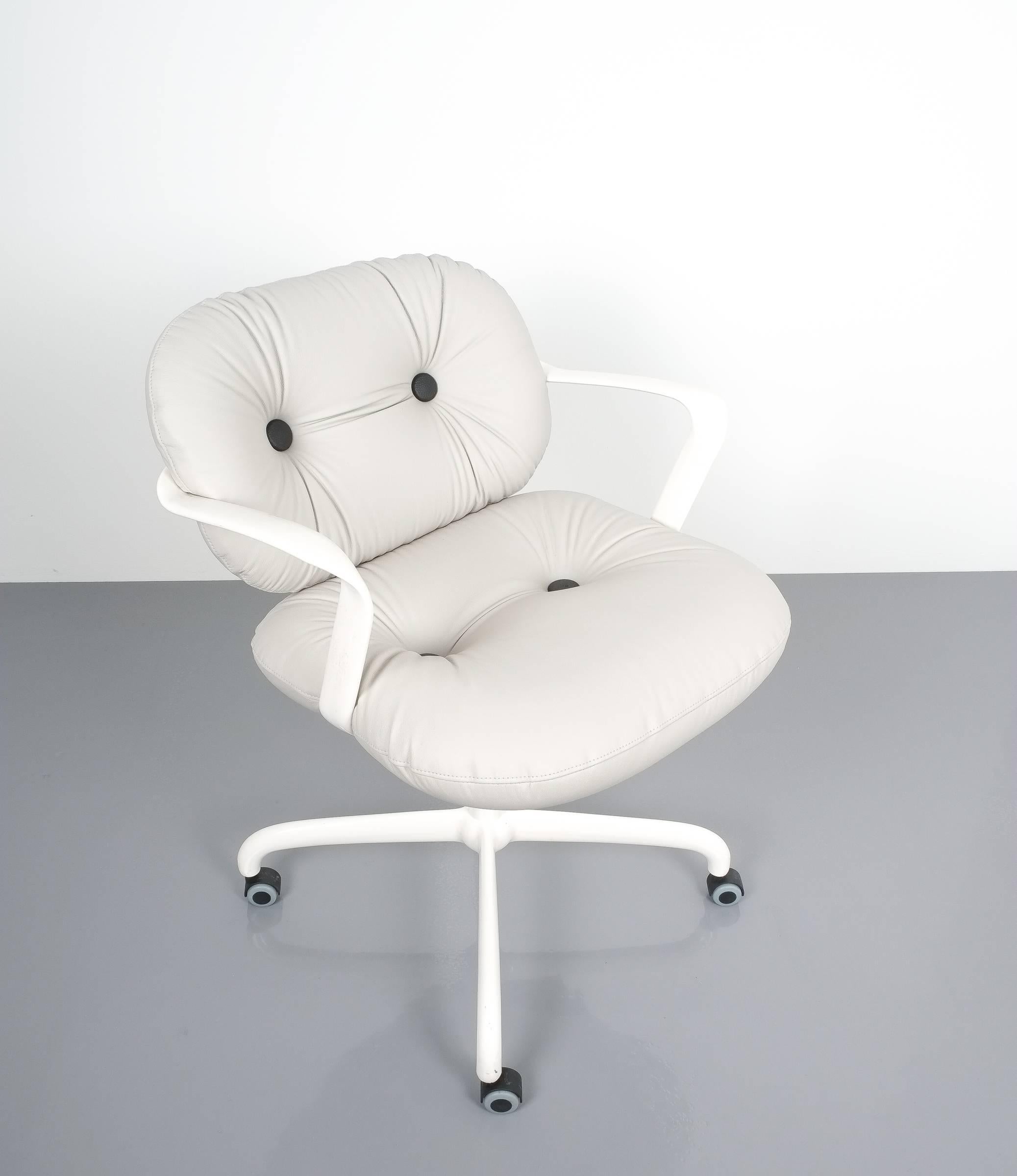 Steel Andrew Morrison and Bruce Hannah for Knoll Office Chair Grey Leather, 1975