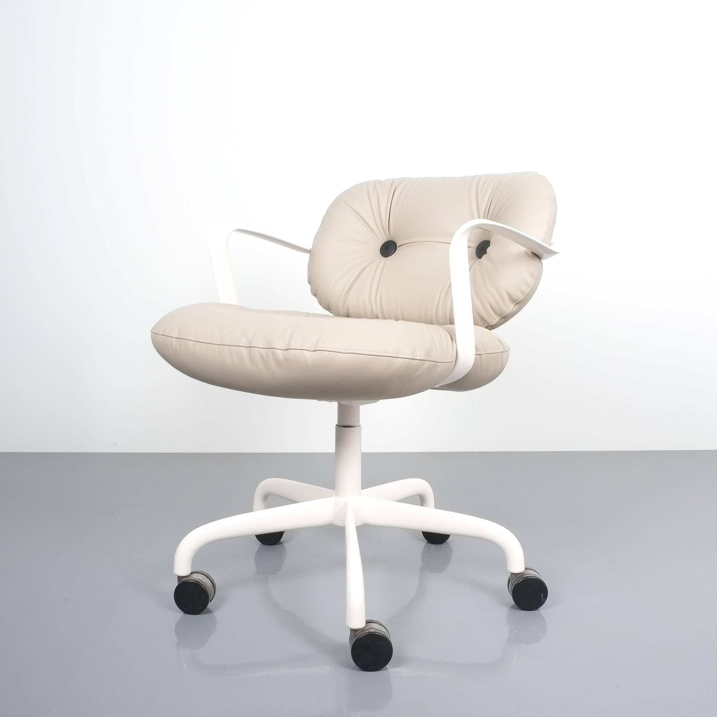 beige leather office chair