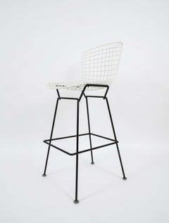 Pair of Vintage Harry Bertoia Bar Stools Black and White