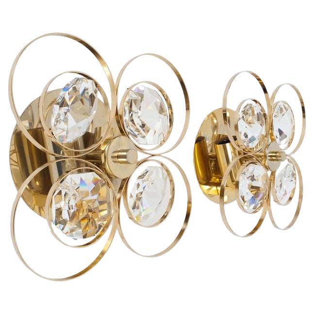 Gold Brass Crystal Glass Bakalowits Sconces, Austria 1960 For Sale