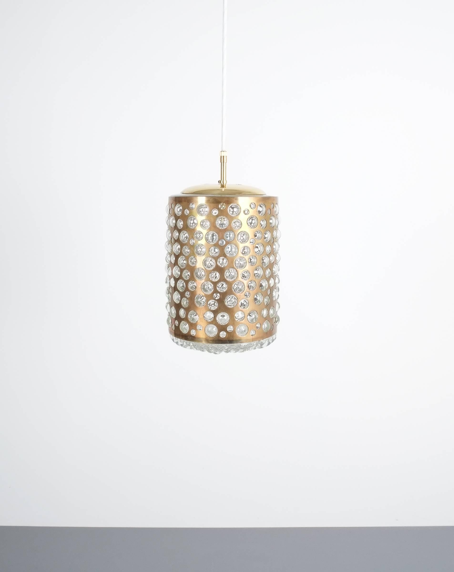 Limburg Brass Glass Bronze Pendant Lamp, Germany, 1960 1