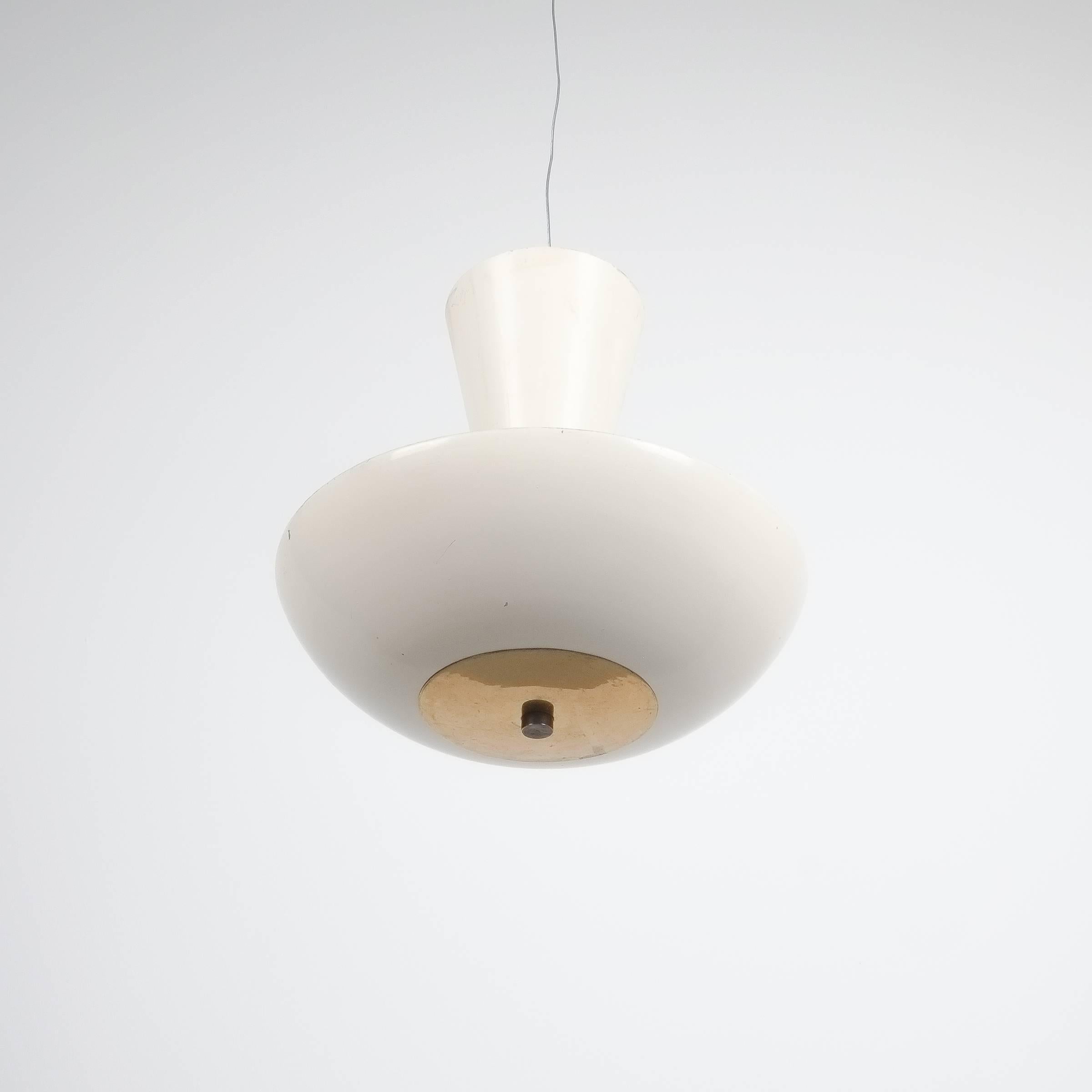 Enameled Gino Sarfatti For Arteluce 3003 Ceiling Lamp or Semi Flush Mount, Italy, 1950