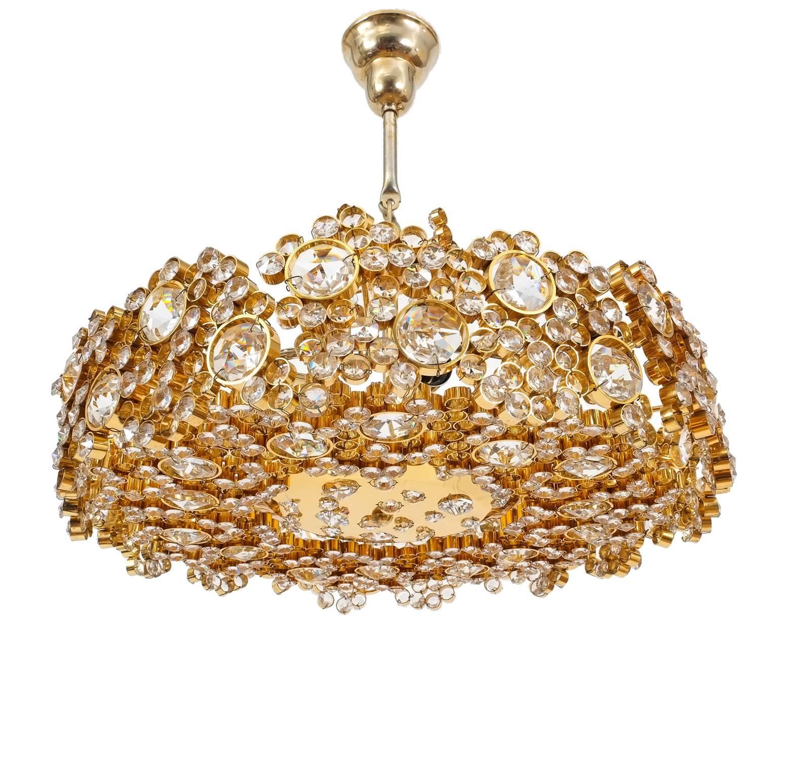 Pair of Gilt Brass and Crystal Glass Encrusted Sconces by Palwa 2
