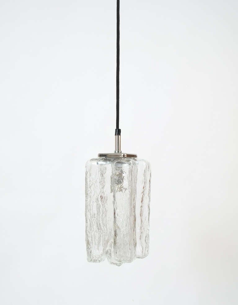 Mid-Century Modern J.T. Kalmar Grenada Clear Glass Pendant Lamps, circa 30 Pieces, Austria, 1950 For Sale