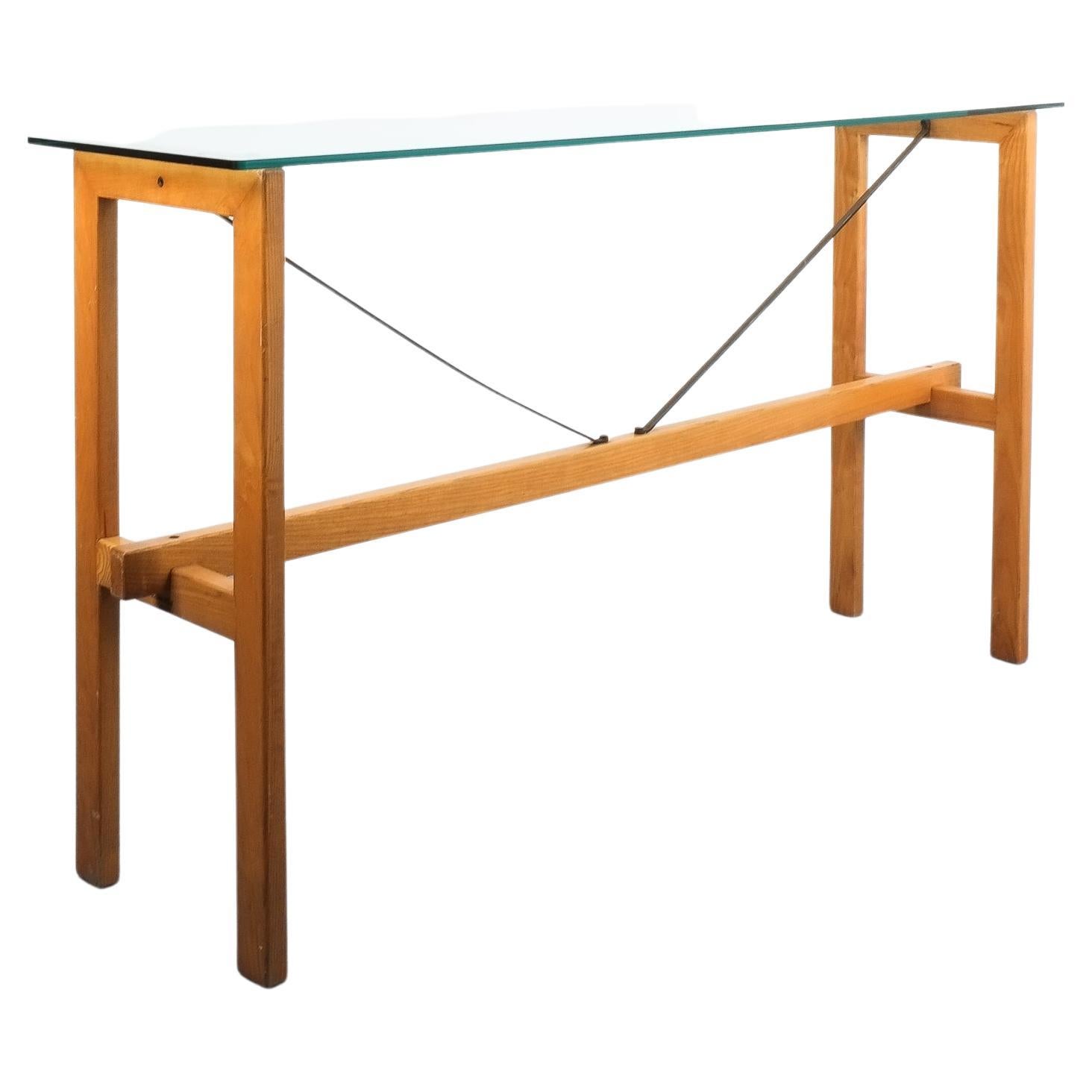 Superstudio Console Table Wood and Glass Zanotta, Italy, circa 1980 For Sale