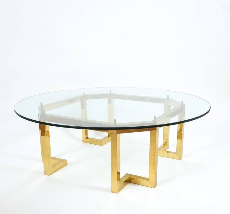 Late 20th Century Large Brass Coffee Table Bases Attributed to Munchner Werkstätte, Germany, Pair For Sale