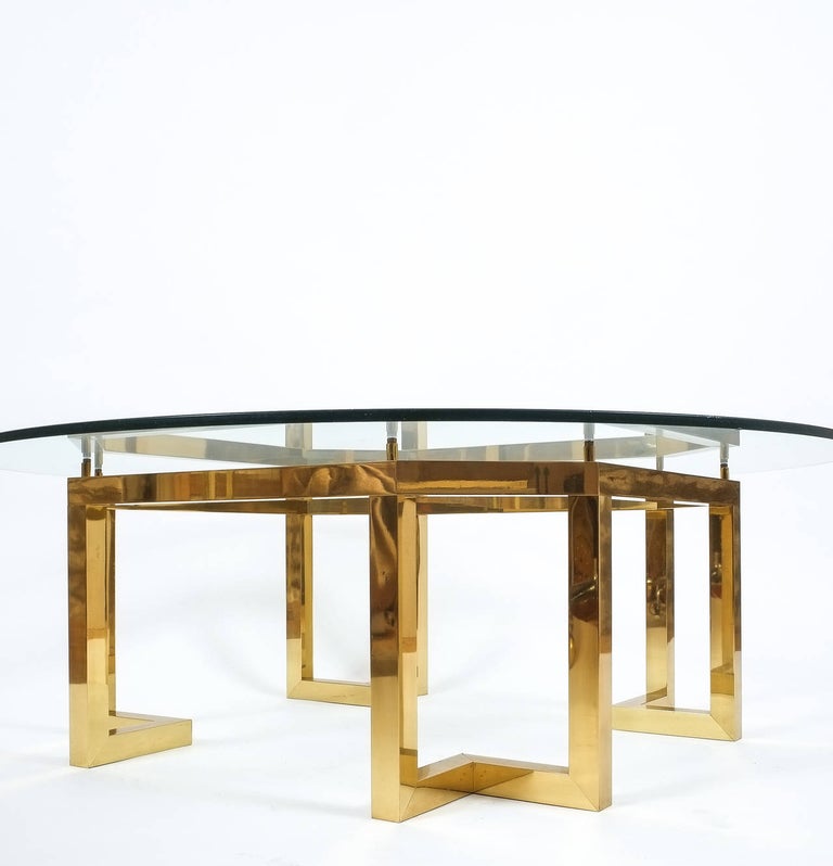 Large Brass Coffee Table Bases Attributed to Munchner Werkstätte, Germany, Pair For Sale 1