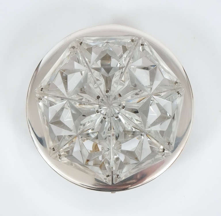 Austrian Chromed Facetted Crystal Midcentury Dot Sconces (6 pieces), Austria For Sale