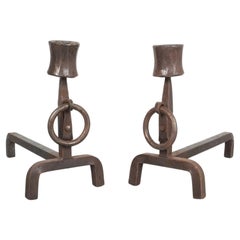 Wrought Iron Rustic Andirons, Midcentury, France