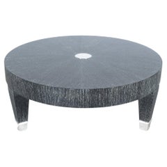 Retro Cerused Oak Coffee Table Black Silver, Italy, 1980