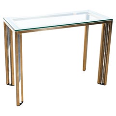 Brass and Glass Console Table Romeo Rega, Italy, 1970
