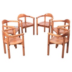 Rainer Daumiller Solid Pine Wood Dining Chairs '6' Danish Design, 1970