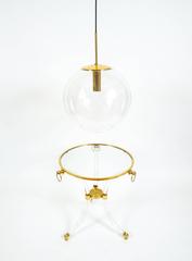 Large Glass and Brass Globe Pendant by Limburg