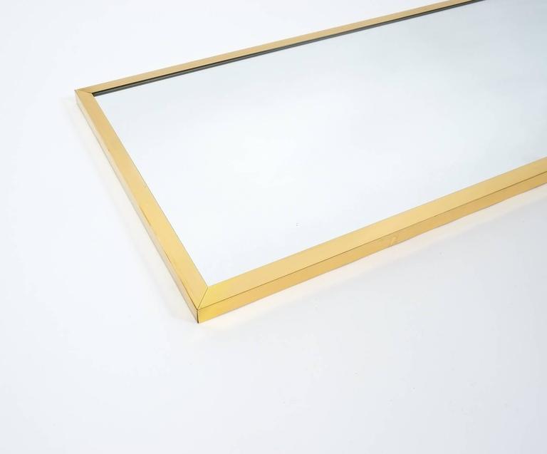 Elegant And Large Rectangular Austrian Brass Frame Mirror 1950 For Null