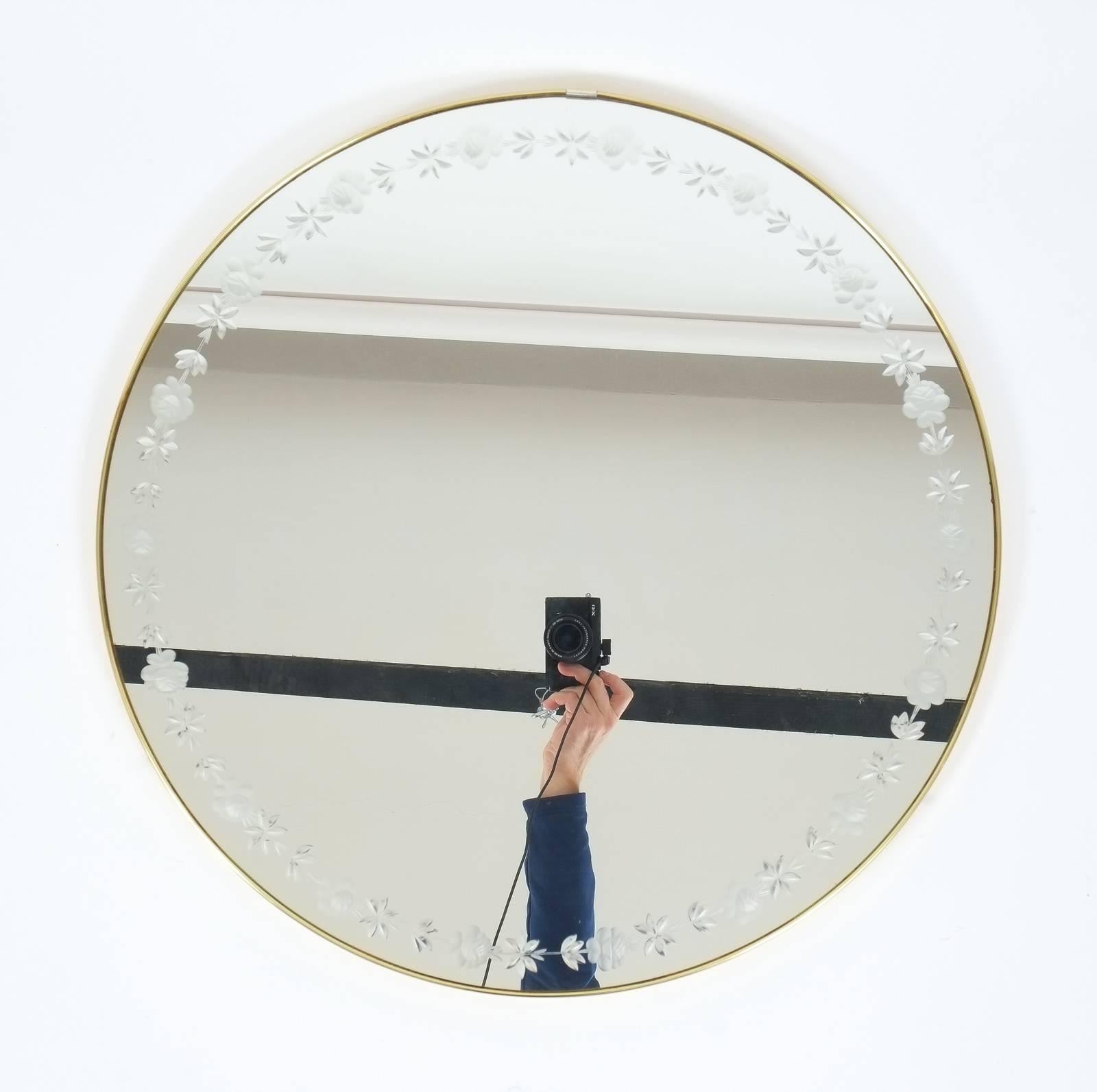 Mid-Century Modern Large Italian Scalloped Mirror