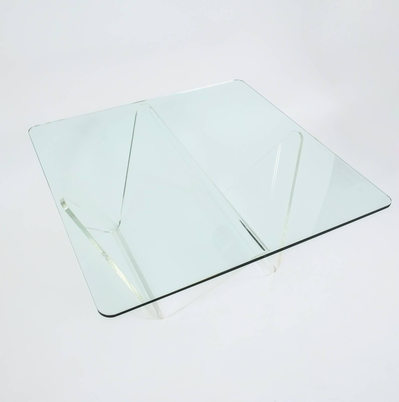 German Large Lucite and Glass Wave Table, circa 1960 For Sale