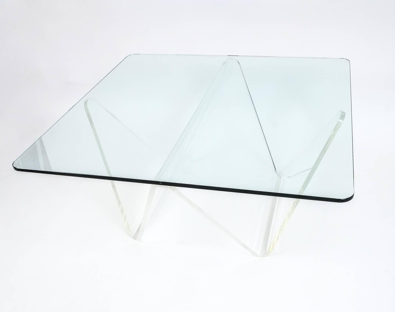Space Age Large Lucite and Glass Wave Table, circa 1960 For Sale