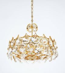 Pair of Gilt Palwa Brass and Glass Chandeliers