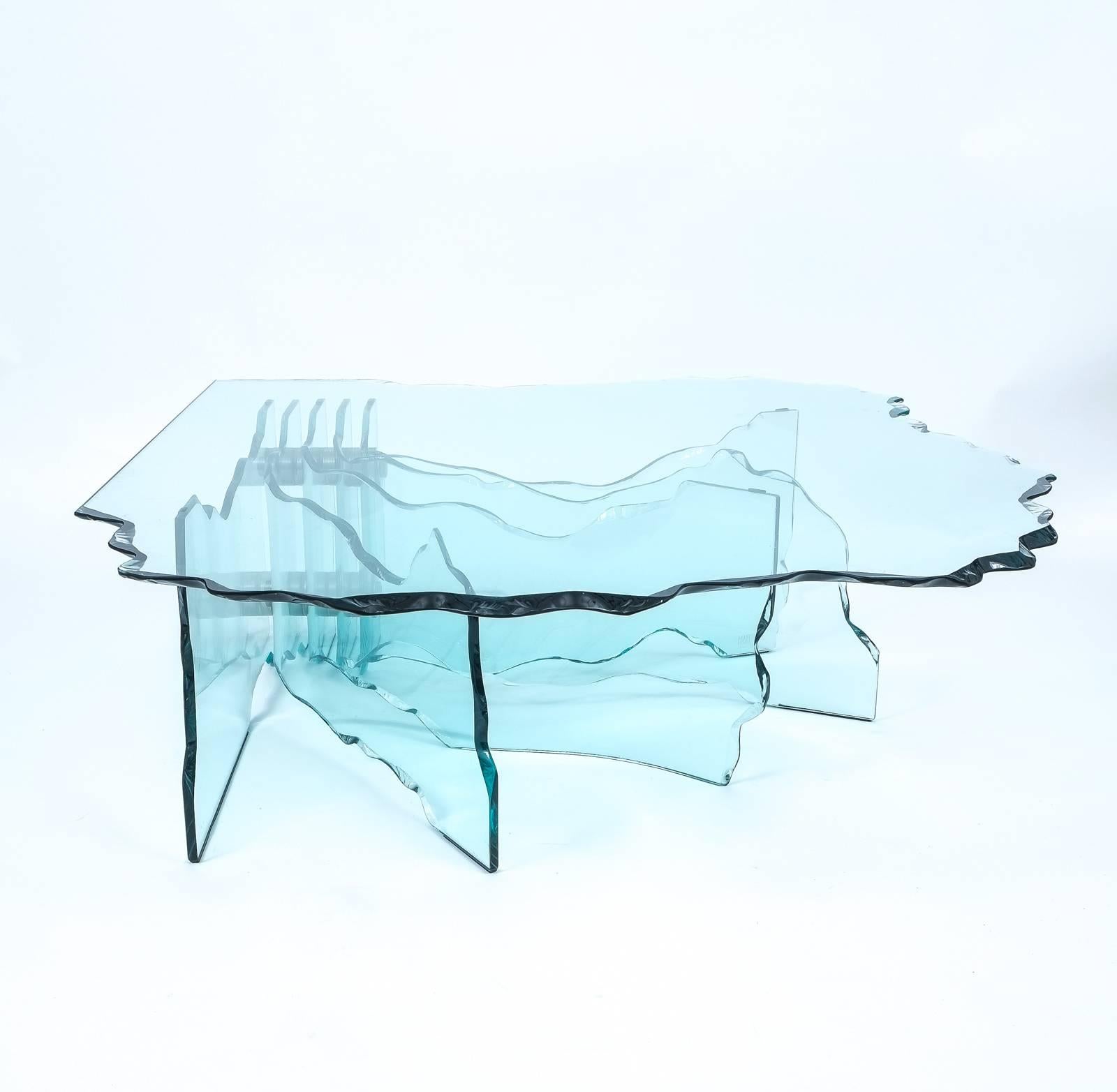 Danny Lane Shell handmade Glass Coffee Table, circa 1989 In Good Condition In Vienna, AT