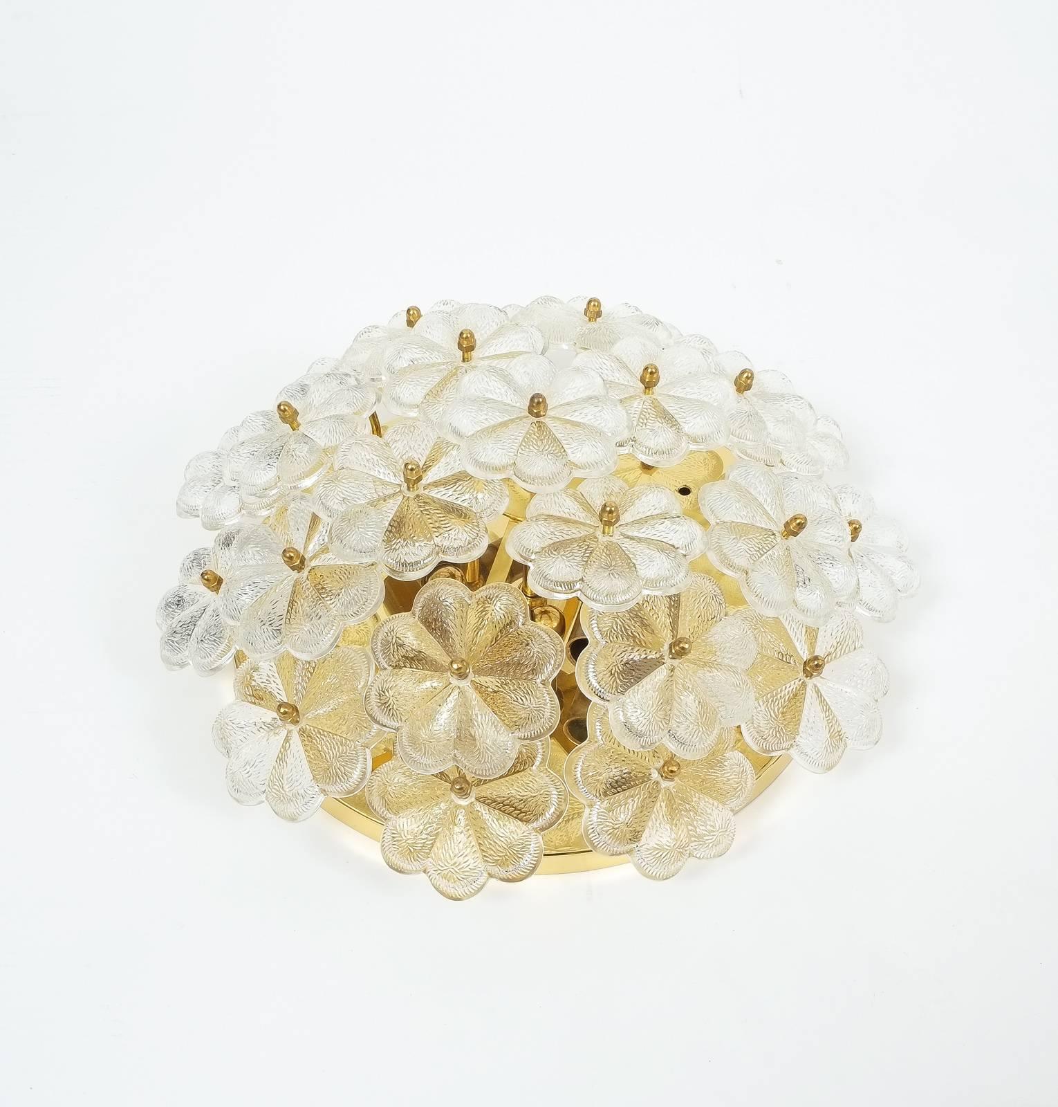 Late 20th Century Glass Flower Flush Mount By Ernst Palme