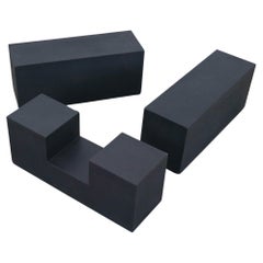 Mario Bellini Gli Scacchi Black Table (3) Elements for C&B Italy, circa 1970