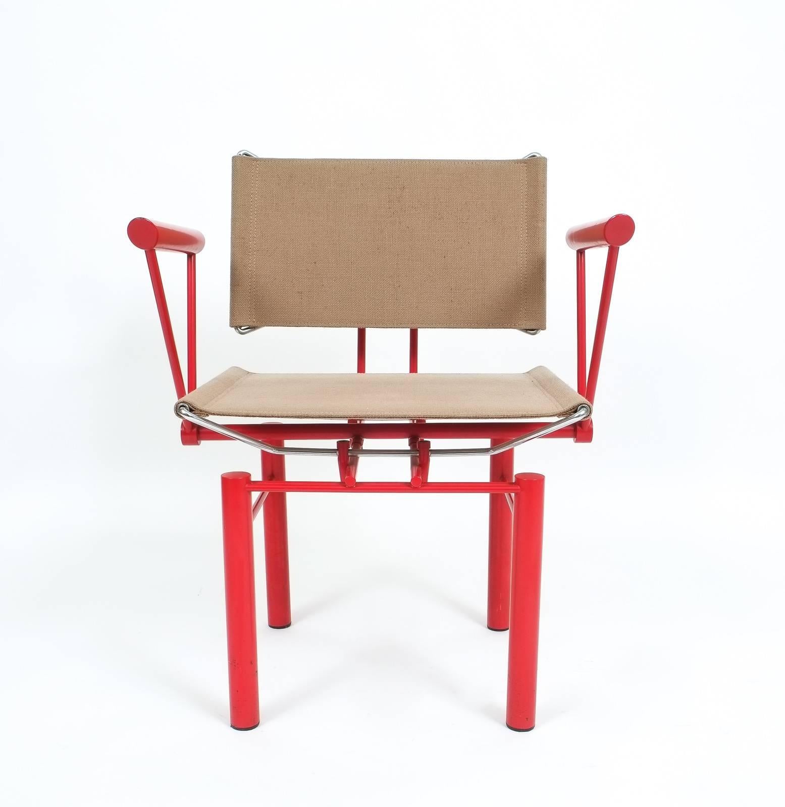 Post-Modern Pair of Red Hans Ullrich Bitsch Chairs Series 8600