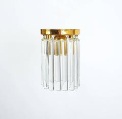 Paire de petits supports encastrés en laiton et verre de Kalmar
