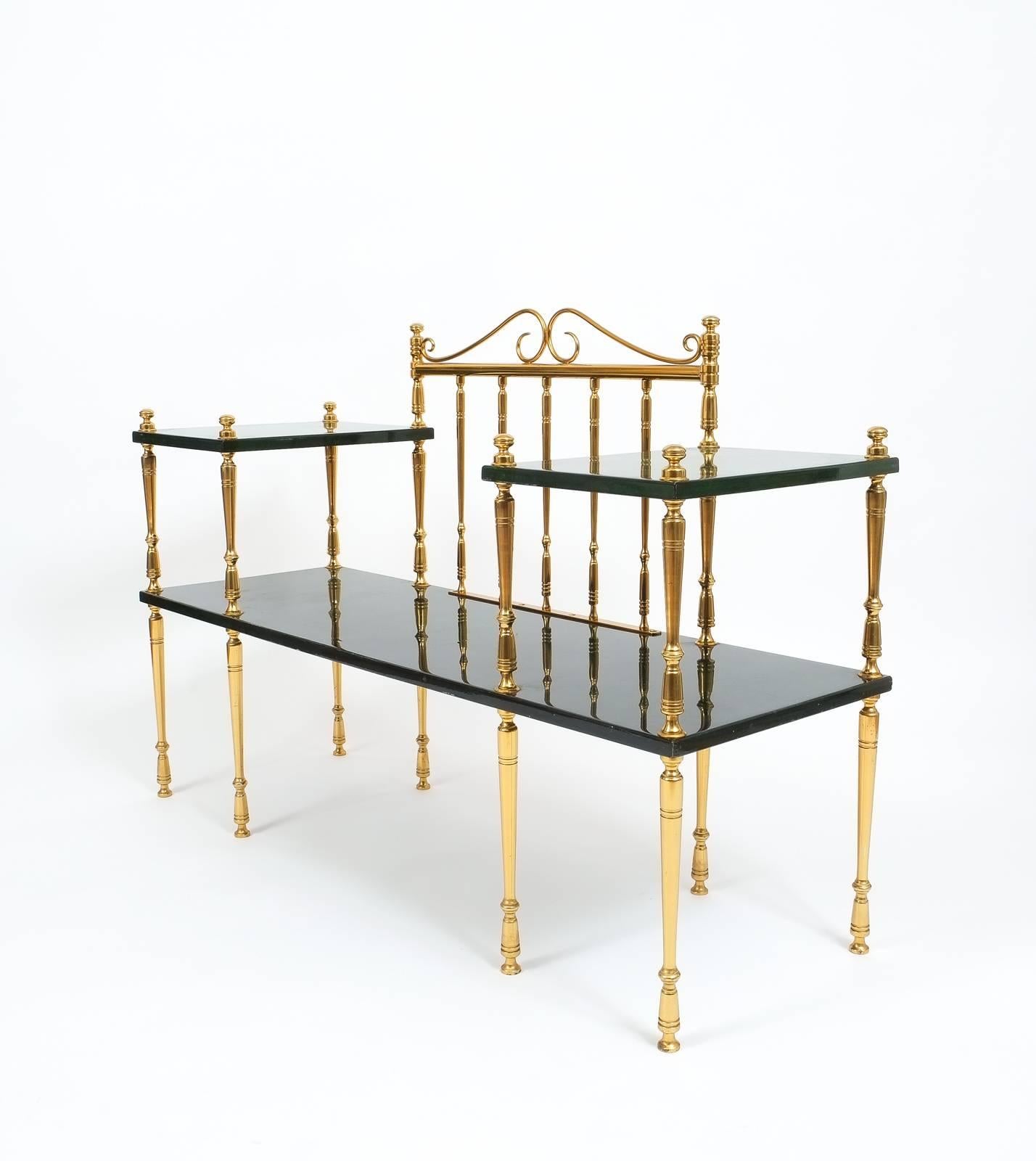 Mid-Century Modern Rare Aldo Tura Green Parchment and Brass Bench or Table, circa 1960