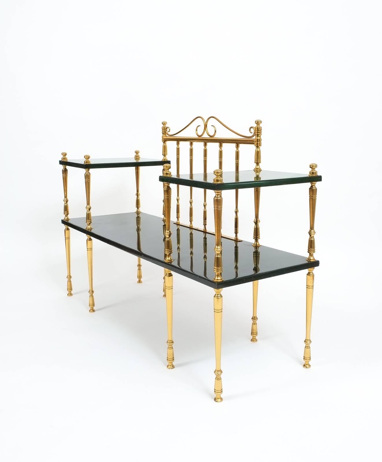 Rare Aldo Tura Green Parchment and Brass Bench or Table, circa 1960 In Excellent Condition In Vienna, AT