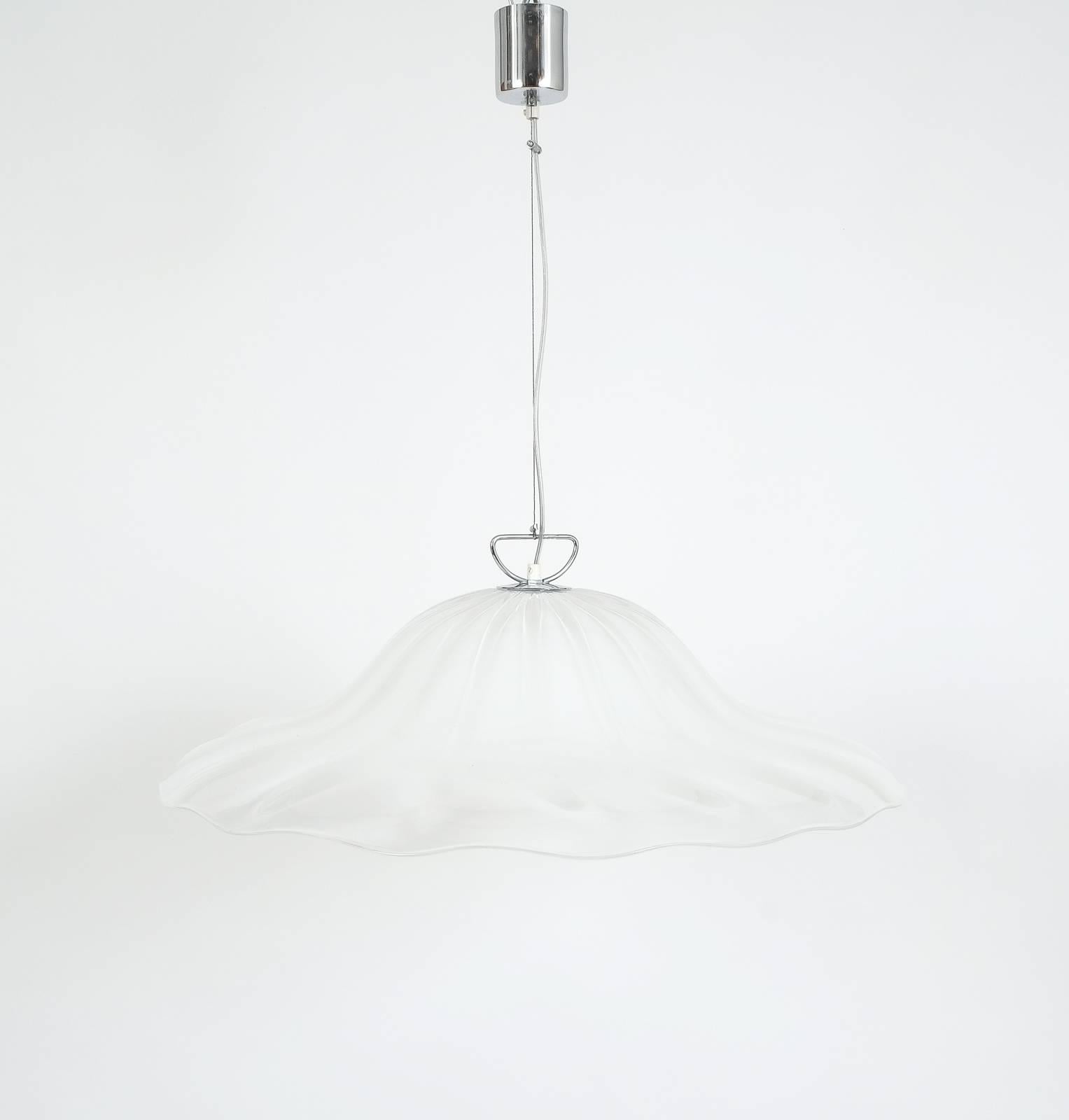 J.T Kalmar Large Kiriglas Glass Pendant Lamp Ceiling Light, Austria circa 1965. Large 26