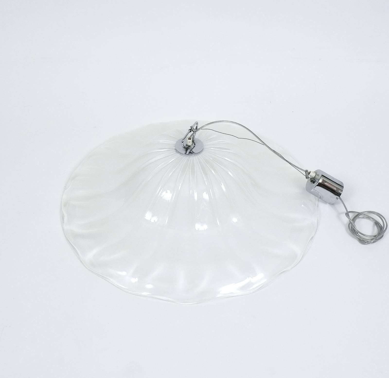 Metal J.T Kalmar Large Kiriglas Glass Pendant Lamp Ceiling Light, Austria circa 1965 For Sale