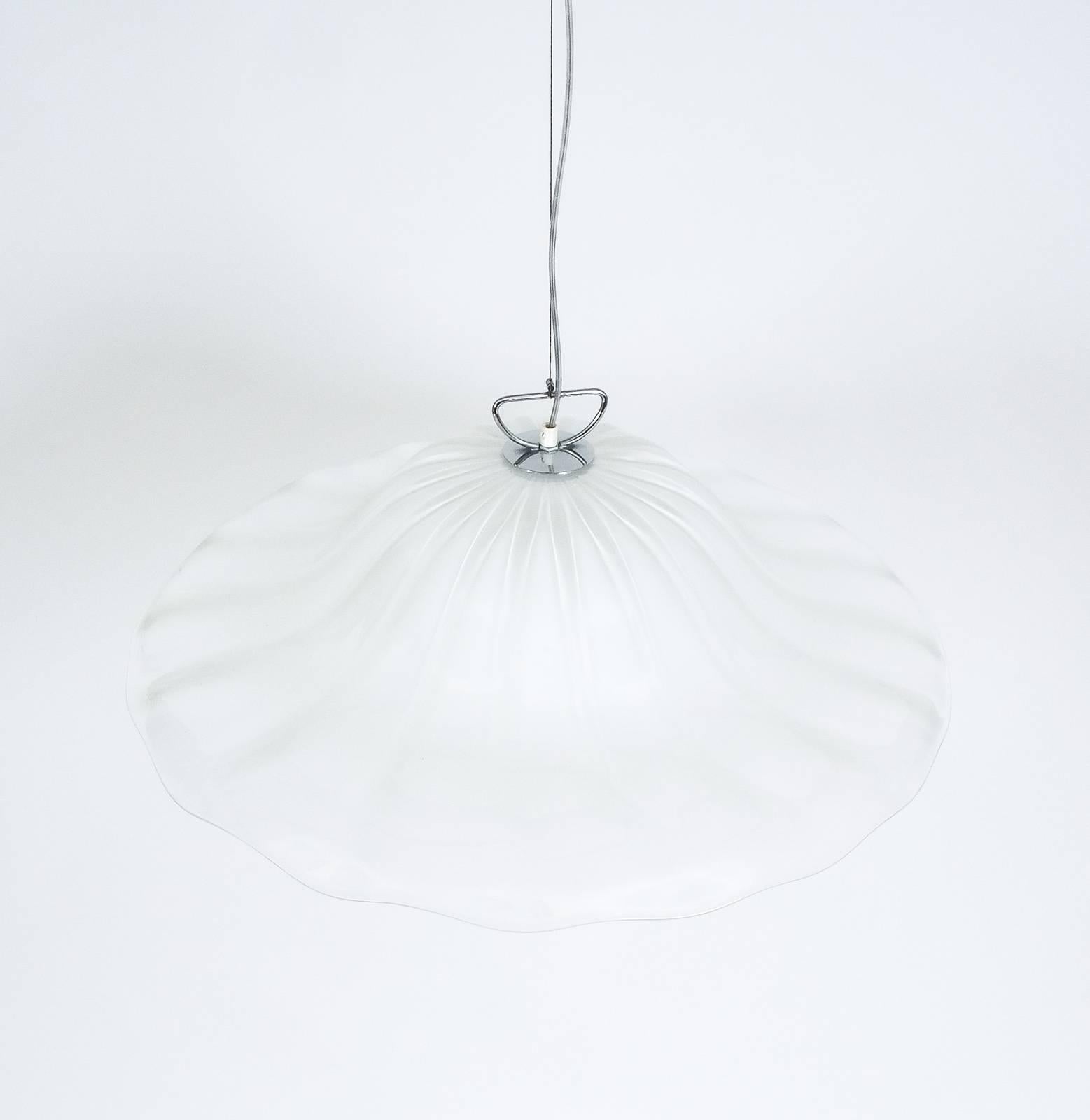 Mid-20th Century J.T Kalmar Large Kiriglas Glass Pendant Lamp Ceiling Light, Austria circa 1965 For Sale