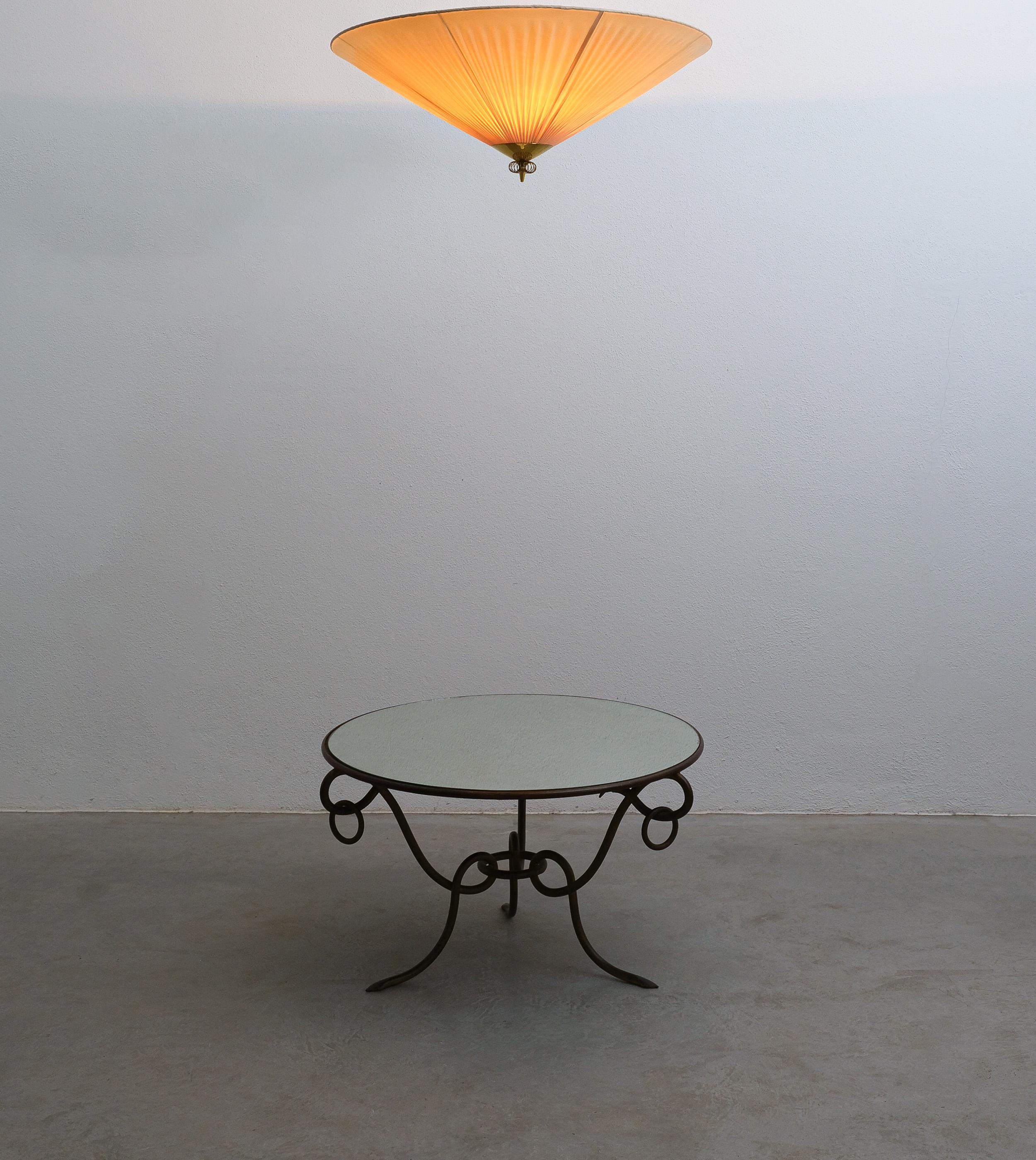 René Drouet Mirrored Coffee Table Wrought Iron, France 1950 For Sale 2
