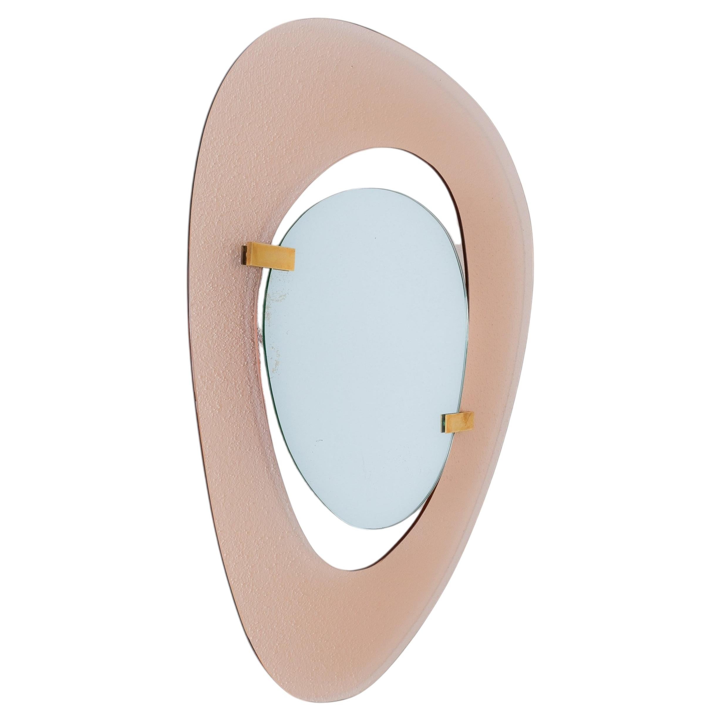 Fontana Arte Orange Glass Frame Wall Mirror by Max Ingrand, Italy, circa 1958 For Sale