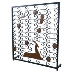Art Deco Fire Screen by Louis Katona, Black Iron & Copper, 1928