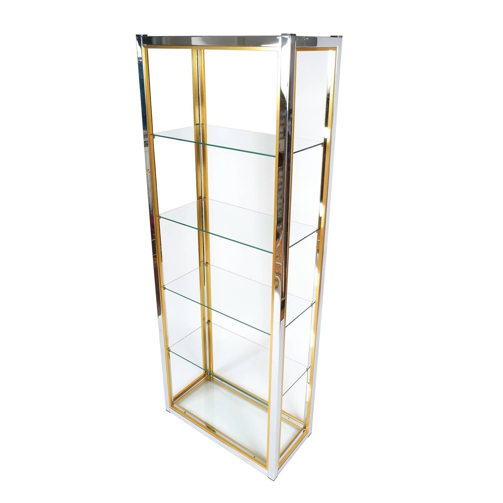 Set of Three Renato Zevi Etagères Shelving Chrome and Brass In Excellent Condition In Vienna, AT