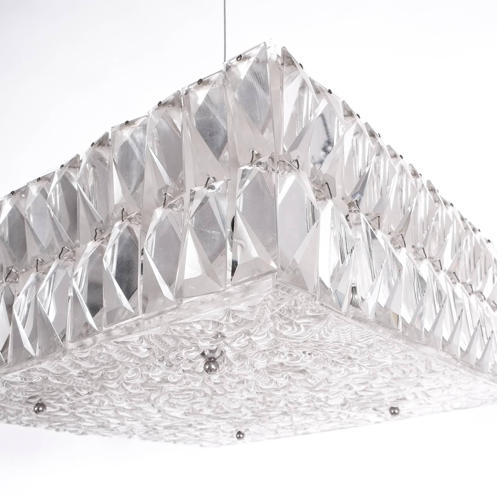 Square Textured Glass Flush Mount Ceiling Lamp by J.T Kalmar 1