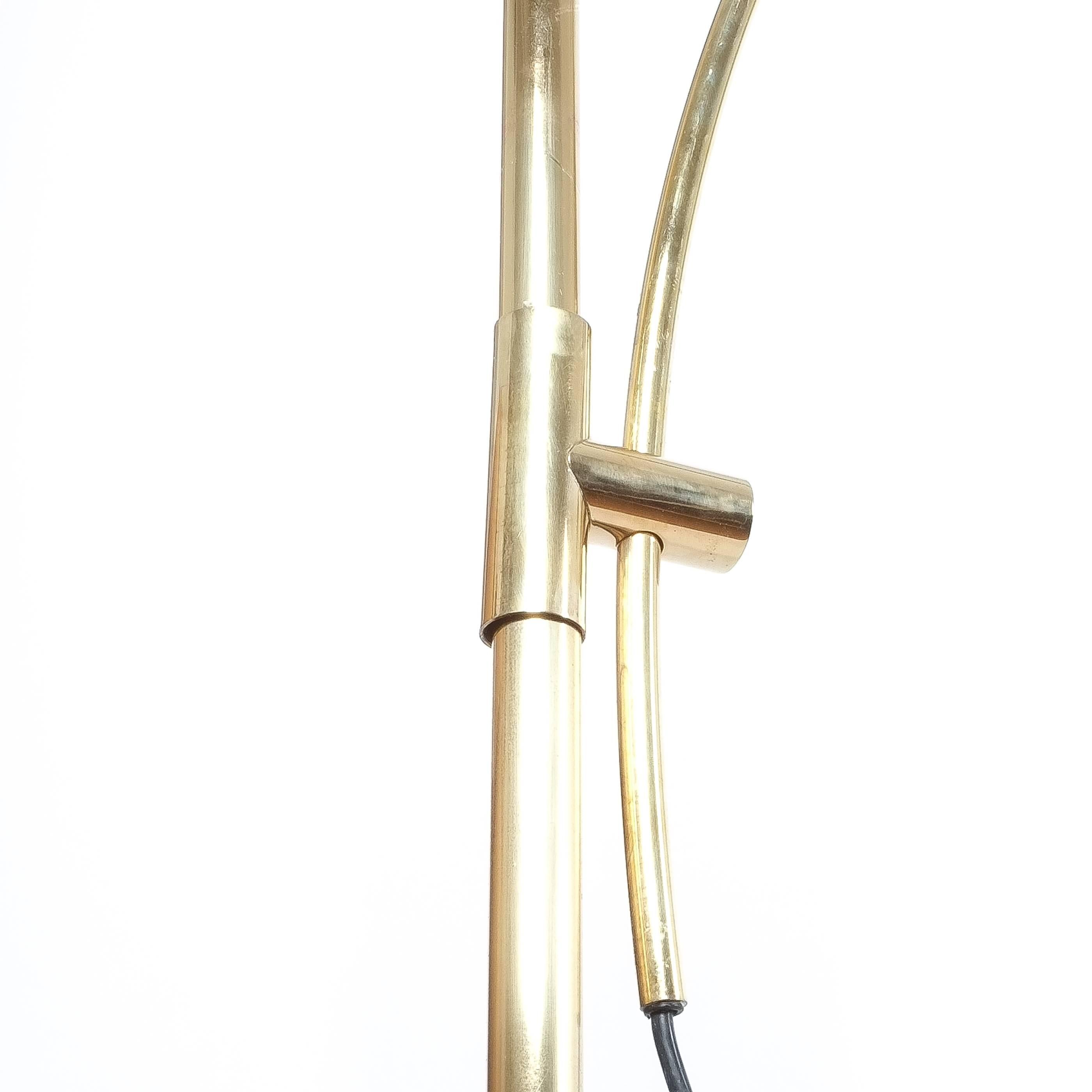 Late 20th Century Refurbished Brass Floor Lamp with Adjustable Arc by Florian Schulz, 1970