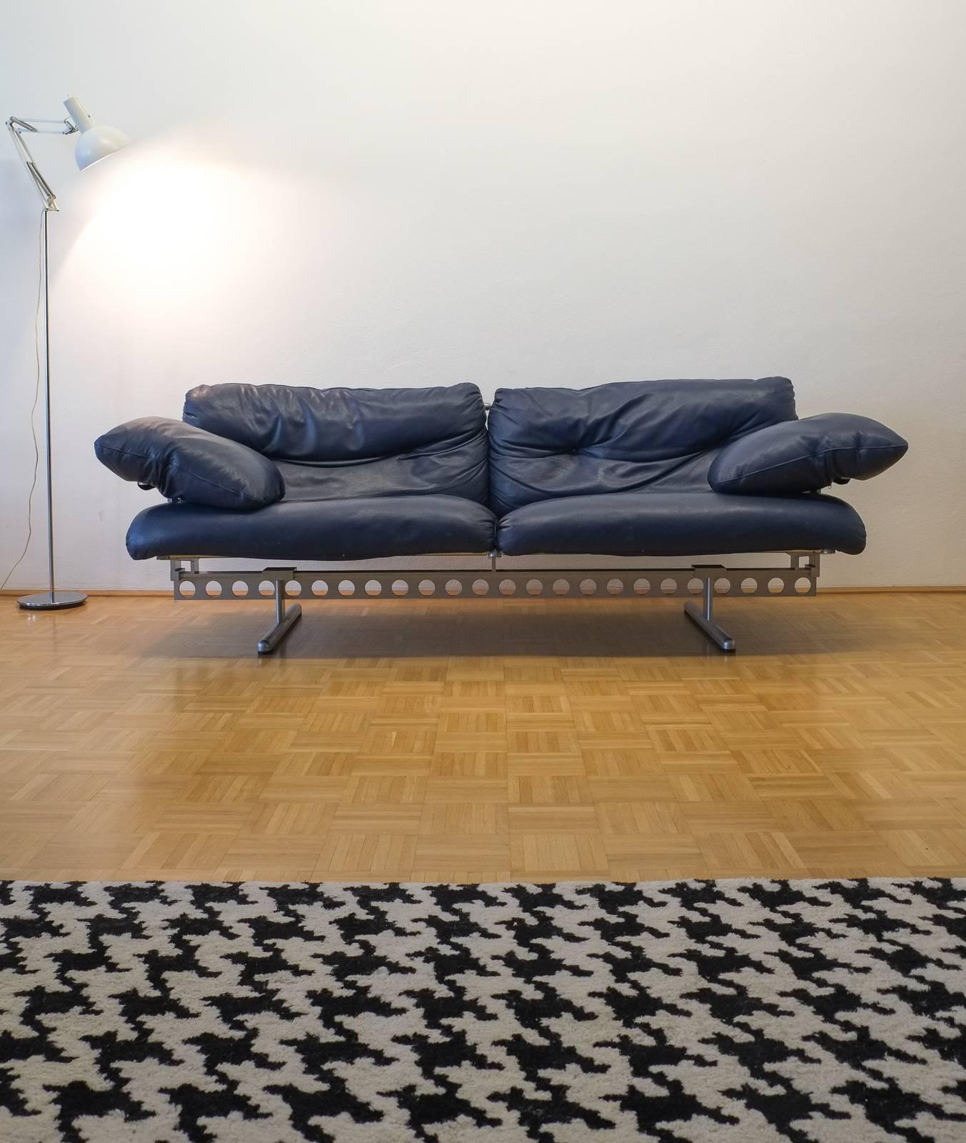 Italian Pierluigi Cerri Ouverture Leather Sofa for Poltrona Frau, Italy, 1980