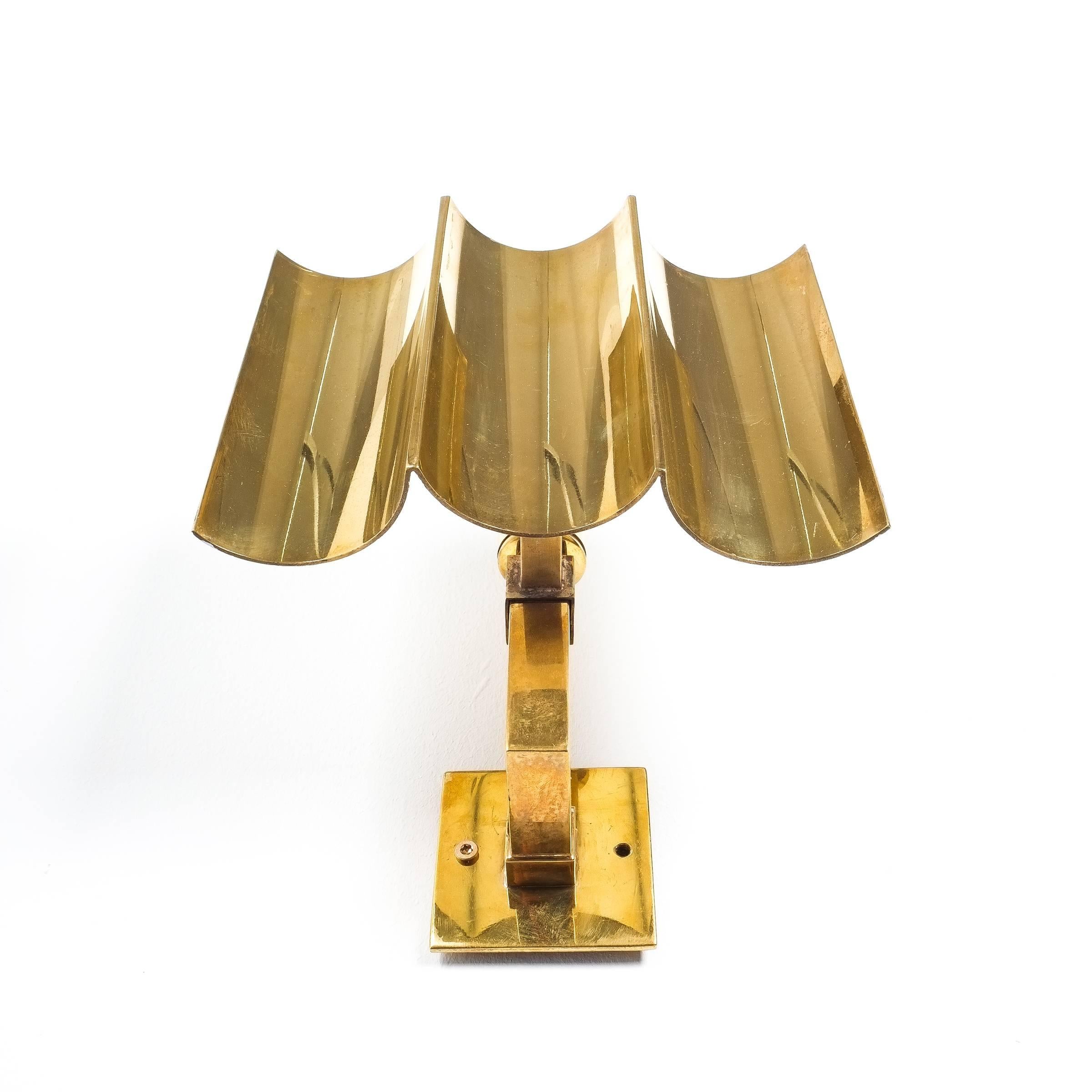 Artisan Solid Brass Wall Lamps Sconces Art Deco Style, France, 1950 1