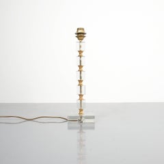Attributed Bakalowits Sohne Glass Gold Brass Table Lamp, Austria, 1960