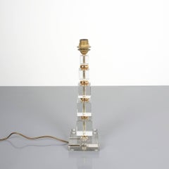 Attributed to Bakalowits Sohne Glass Gold Brass Table Lamp, Austria, 1960