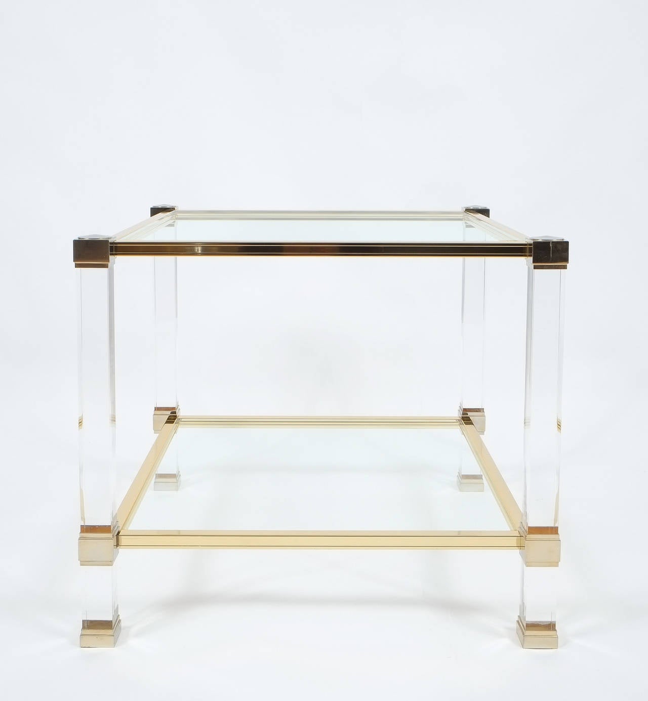 Late 20th Century Pierre Vandel Lucite and Brass Signed Side Table, Paris, 1970