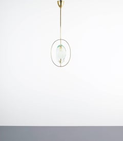 Max Ingrand Lampe pendante en laiton et verre Modèle 1933 pour Fontana Arte:: 1961